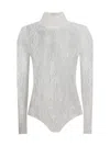 Balmain High Neck Lace Bodysuit With Long Sleeves