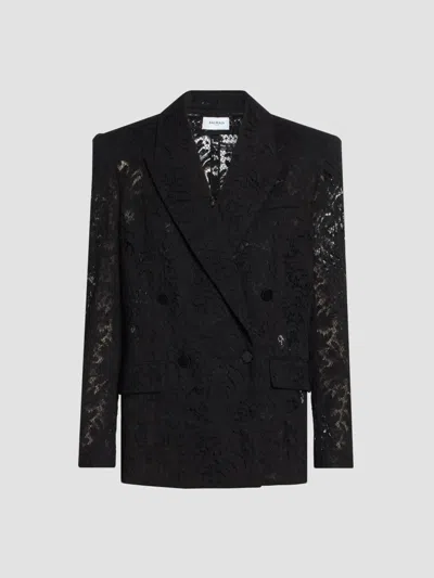 Balmain Women's Lace Double-breasted Jacket In Noir