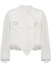 Balmain Pussy-bow Feather-trimmed Silk And Metallic Cotton-blend Tweed Jacket In White