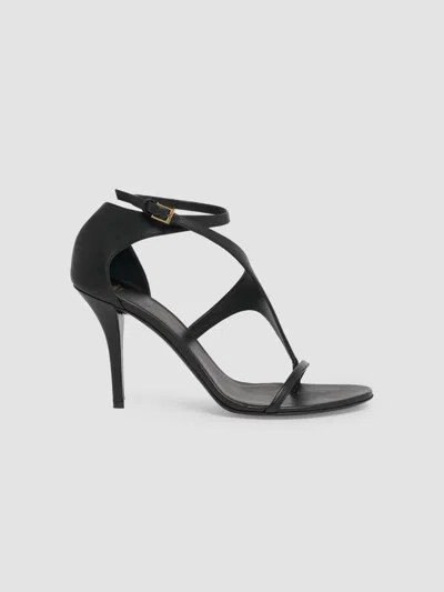 Balmain Women's Leather 95mm Thin-strap Sandals In Black
