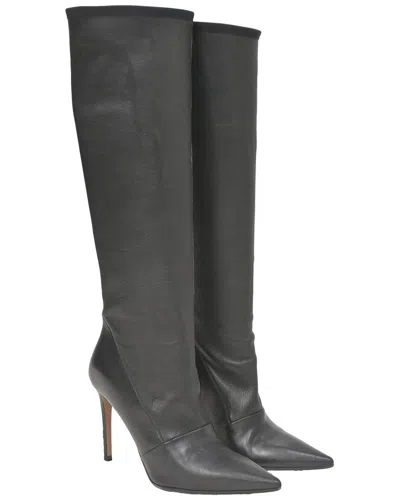 Balmain Women's Leather Pointed-toe Knee-high Heeled Boot (authentic Pre-  Loved) In Multi