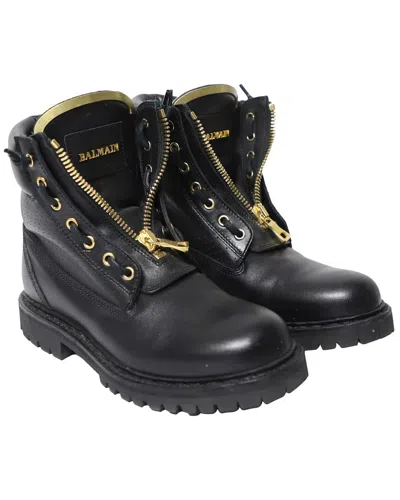 Pre-owned Balmain Women's Leather Taiga Bootie (authentic Pre-loved)
