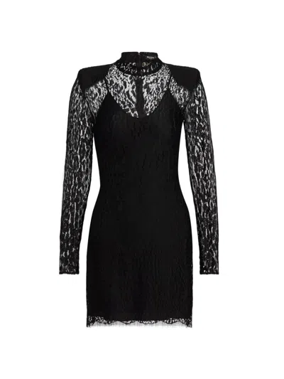 Balmain Women's Leopard Lace Body-con Minidress In Black