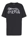 Balmain Leopard Print Cotton T-shirt In Black