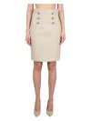 Balmain Women's Linen Midi Skirt In Beige
