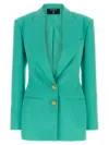 Balmain Logo Button Double-breasted Blazer In Blue