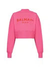 Balmain Women's Logo Cotton Crop Sweatshirt In Pinkred