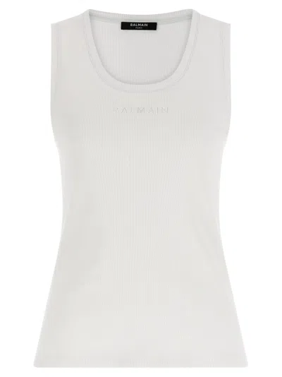 Balmain White Cotton Tank Women's Tops