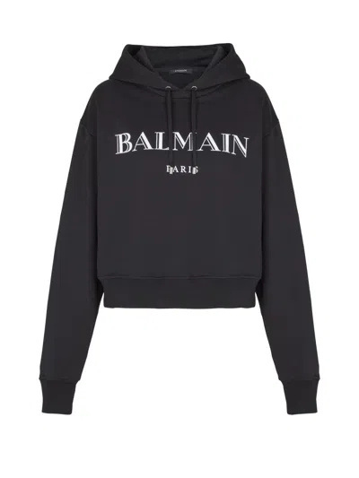 Balmain Women's Logo Graphic Hoodie In Black