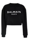 Balmain Women Logo Organic Cotton Cropped Sweatshirt In Black