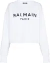 Balmain Women Logo Organic Cotton Cropped Sweatshirt In White