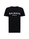 Balmain Black Crewneck T-shirt With Logo Print And Golden Buttons In Jersey Woman In Black