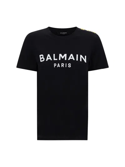 Balmain Women Logoed T-shirt In Black