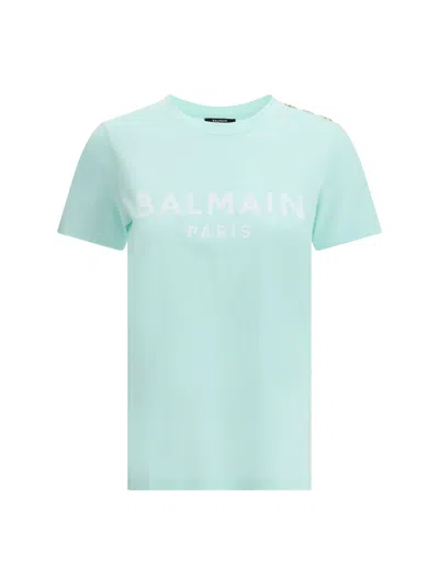 Balmain Women Logoed T-shirt In Green