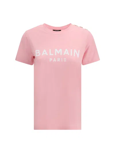 Balmain Women Logoed T-shirt In Pink
