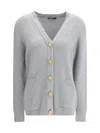 Balmain Long Cashmere Cardigan With Buttons In Gray