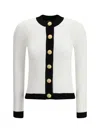 Balmain Women Ls Buttoned Torsade Knit Cardigan In White