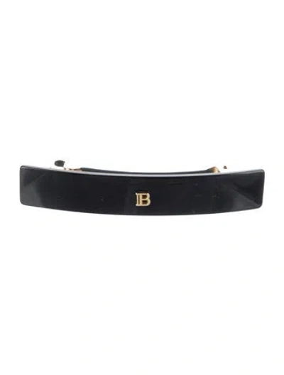 Pre-owned Balmain Women's Medium Acetate Hair Barrette Clip In Black