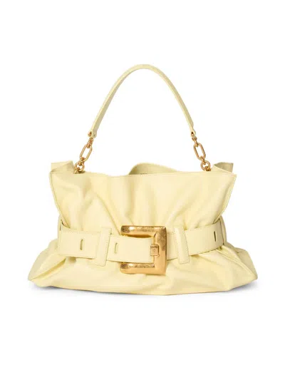 Balmain Women's Medium Anthem Leather Shoulder Bag In White