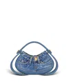 Balmain Jolie Madam Medium Top-handle Bag In Denim In Blue
