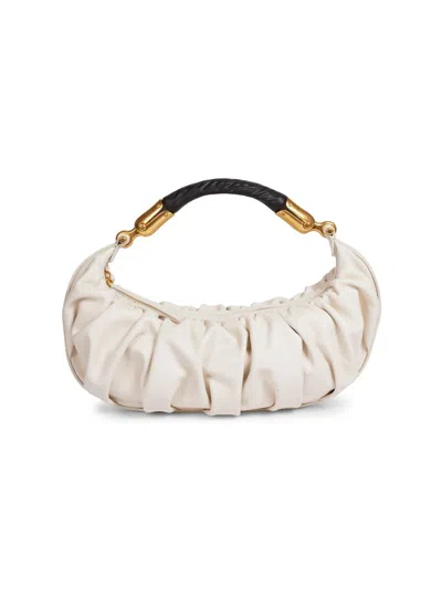 Balmain Women's Medium Ebene Leather Top Handle Bag In Sand