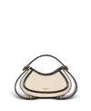 Balmain Jolie Madam Medium Top-handle Bag In Canvas And Box Leather In Beige