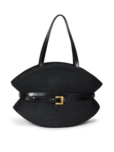Balmain Women's Medium Shuffle Raffia & Leather Tote Bag In Black