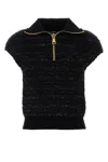 Balmain Women Melange Black Boucle Vest In Black
