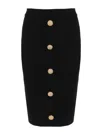Balmain Knitted Vichy A-line Skirt With Jewel Buttons In Black
