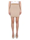 Balmain Fitted Mini Skirt With All-over Pattern In Beige