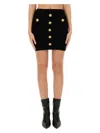 Balmain Women High Waist Buttoned Mini Skirt In Black
