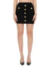 Balmain Women High Waist Buttoned Mini Skirt In Black