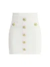 Balmain Knit Mini Skirt With Embossed Buttons Women In White