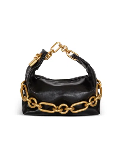 Balmain Women's Mini Sync Chain-link & Leather Top Handle Bag In Black