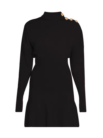 Balmain Women's Mock Turtleneck A-line Minidress In Black