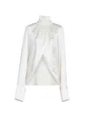 Balmain Draped Silk Blouse In White