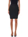Balmain Women's Monogram Glitter Midi Skirt In Black Silver