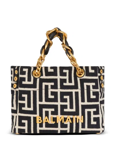 Balmain Women Monogram Jacquard Tote Bag In Multi