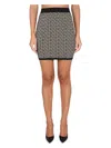 Balmain Monogram Wool Pencil Skirt With Zip In Black