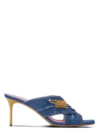 BALMAIN WOMEN'S DENIM SAFETY PIN MULES