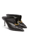 Balmain Lambskin Leather Mules With Front Piercing In Black