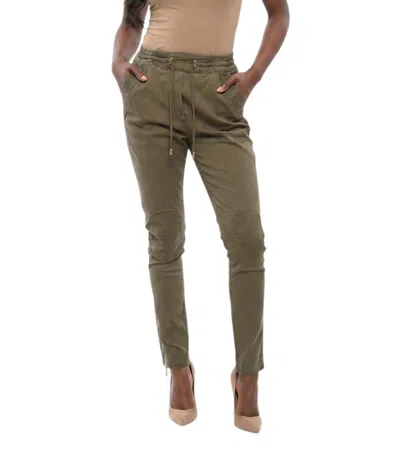 Balmain Women Olive Skinny Fit Trouser In Green