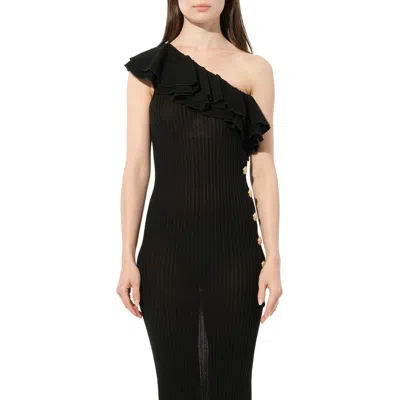 Balmain Women's One Shoulder Dress In Black