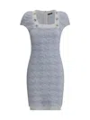 Balmain Tweed Mini Dress With Lurex Thread In Blue