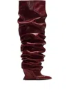 Balmain 95mm Calfskin Ruched Wedge Over-the-knee Boots In Brown