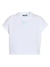 Balmain Women's Paris Logo Cropped T-shirt In White