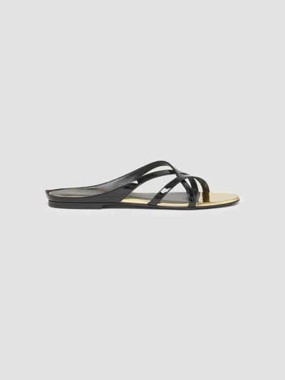 Balmain Women's Patent Leather Flat Sandals In Black