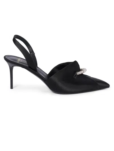 Balmain Women's Piercing 75mm Satin Slingback Pumps In Black