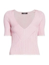 BALMAIN WOMEN'S POINTELLE-&-RIB-KNIT TOP