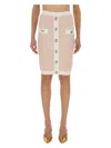 Balmain Textured Fabric Midi Skirt With Button Detailing